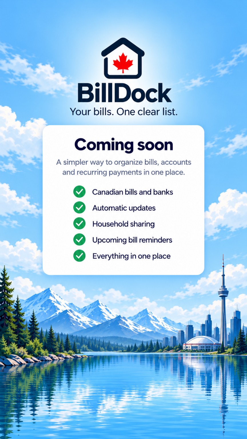 BillDock — Your bills, one clear list. Coming soon.
